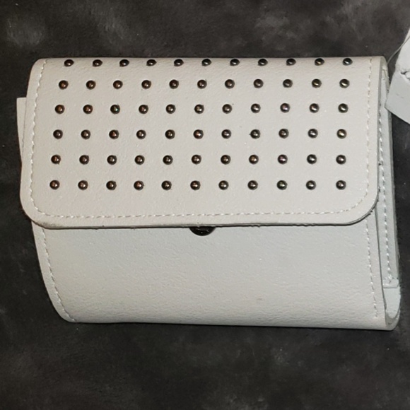 studded white clutch & wallet snap close - Picture 3 of 8